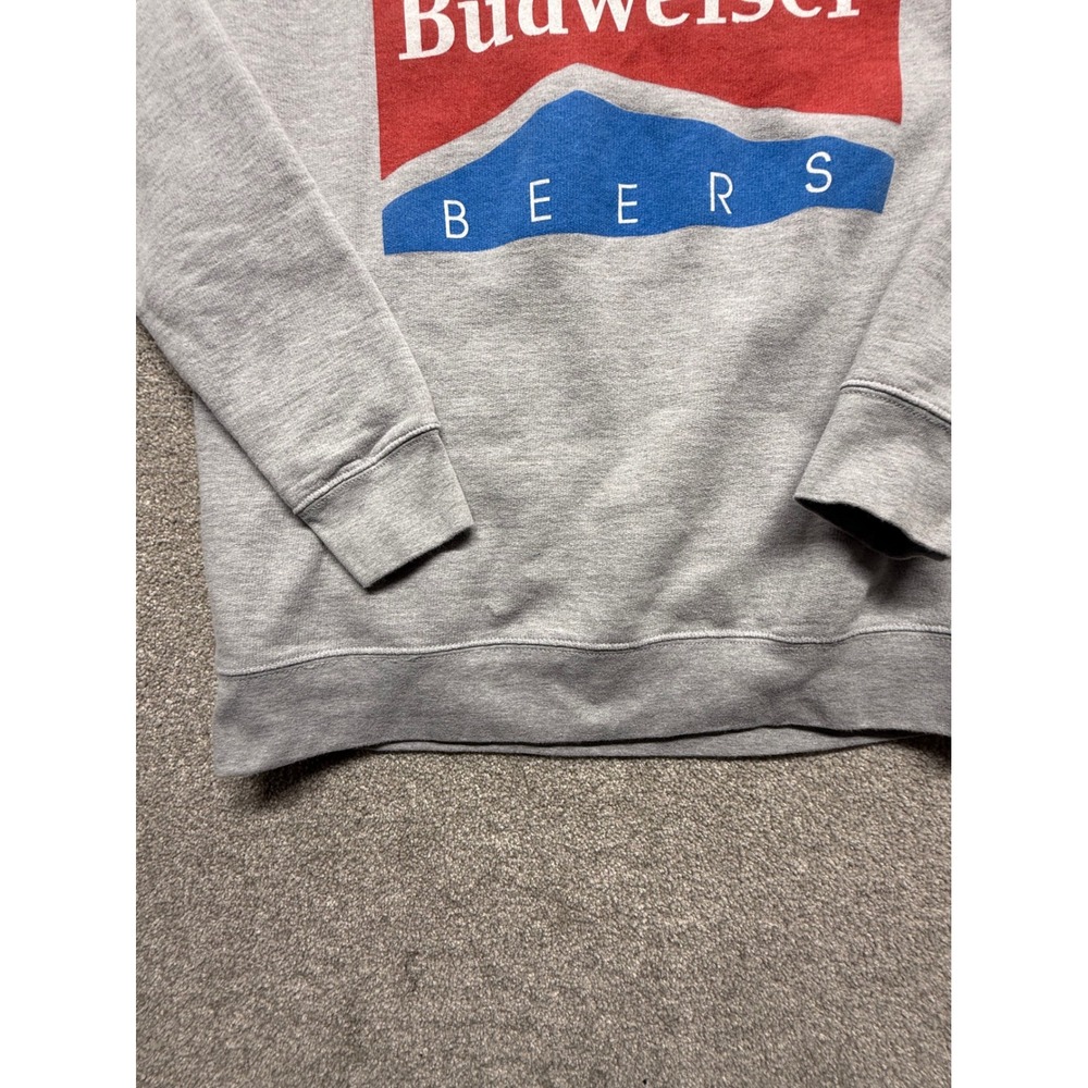 Budweiser King of Beers Graphic Sweatshirt Grey Crewneck Casual Pullover Top M‎ - Picture 3 of 9